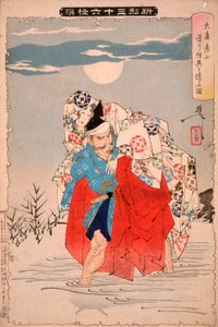 Ōmori Hikoshichi möter en demon på vägen av Tsukioka Yoshitoshi