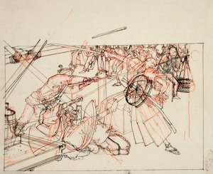 Förberedande teckning till en bokillustration av Tsukioka Yoshitoshi