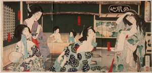 Sommar: Badande kvinnor vid Daishōrō av Tsukioka Yoshitoshi