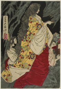 Övernaturliga väsen vid Shirazunoyabu i Yawata av Tsukioka Yoshitoshi