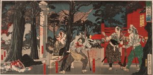 Slaget vid Sannō-helgedomen vid Tōeizan-templet av Tsukioka Yoshitoshi