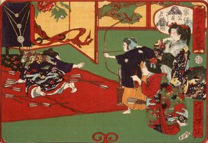 Tokugawa Ietsuga utövar bågskytte av Tsukioka Yoshitoshi