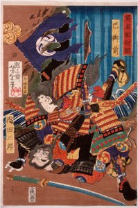 Tomoe Gozen, Ehefrau von Kiso Yoshinaka, besiegt Uchida Saburō