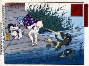 Yodo Gawakré: flodens spöke som gissar på skinkorna (Kappa) av Tsukioka Yonejiro av Tsukioka Yoshitoshi