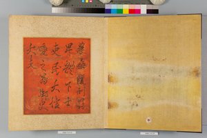 Album med hökar och kalligrafi av Tsunenobu Kano