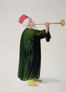 Official Trumpeter of the Janitsary Military Band, ottomansk tid, tredje kvartalet av 1700-talet (wc på papper) av Turkish School