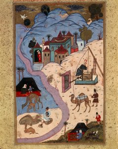 Målning som skildrar scener från vardagen i det osmanska riket under Suleiman den storslagnas sultanat, Turkiet 1500-talet.