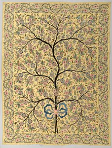 Sidenhängande med broderat livets träd, 1800-tal av Turkish School