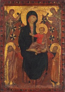 Madonna och barn med Johannes Döparen, Sankt Peter och två änglar av Tuscan 13th Century