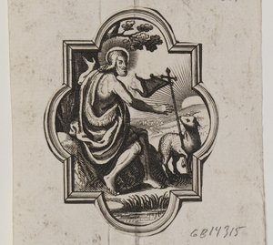 Emblem med Kristus och Guds lamm av Ubekendt