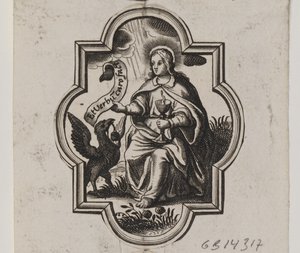 Emblem med Johannes evangelisten av Ubekendt