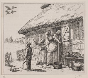 Illustration till "Storken er kommen", dikt av Gotfred Rode