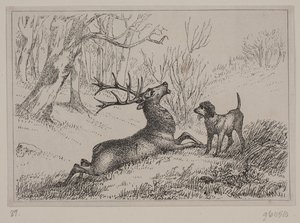 Illustration till dikten "Hjorten" av Gotfred Rode av Ubekendt