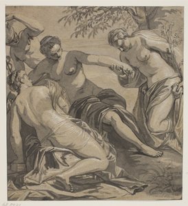 De tre gracerna och Merkurius, efter målningen i Anticollegio, Palazzo Ducale, Venedig av Ubekendt Ubekendt