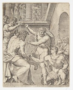 とげのある戴冠式 スウェーデン語 av Ubekendt efter Dirck Volckertsz. Coornhert efter Maarten van Heemskerck