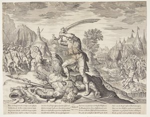 David skär av Goliats huvud av Ubekendt efter ubekendt efter Maarten van Heemskerck