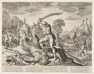 David skär av Goliats huvud av Ubekendt efter ubekendt efter Maarten van Heemskerck