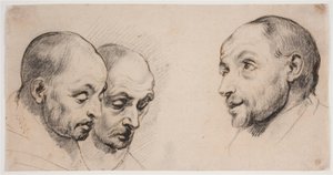 Tre manliga huvuden av Ubekendt kopist efter Anthony van Dyck
