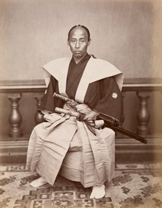 Samurai (Kiichi Harada), Nagasaki, Japan, ca. 1870 (en del yta p skog t) av Ueno Hikoma