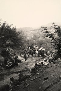 Italienska soldater från första världskriget i Podgora, på den italiensk-österrikiska fronten (s/v foto)