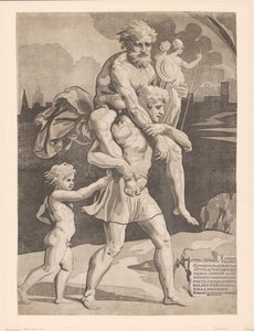 Aeneas flyr med sin familj från Troja