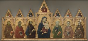 Jungfru och barn med de heliga Franciskus, Andreas, Paulus, Peter, Stefan och Ludvig av Toulouse, ca 1317-21