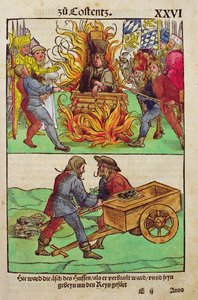 Avrättningen av Jan Hus eller en av hans präster vid Konciliet i Konstanz, från 
