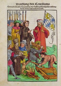 Avrättningen av Jan Hus eller en av hans präster vid konciliet i Konstanz, från 