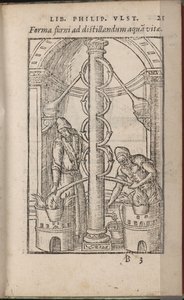 Alkemisk apparat från: The Book of the Secrets of Nature, 1556-1557 av Ulstadius