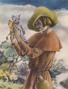 Brunelleschi-illustration för Contes et Nouvelles de La Fontaine (färglitografi) av Umberto (after) Brunelleschi