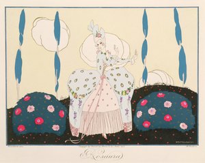 Rosaura, från "Masks and Characters of Italian Theatre"-upplagan av Le Journal des Dames et des Modes, graverad av Henri Reidel (fl. 1914-20) 1914 (färg litho)