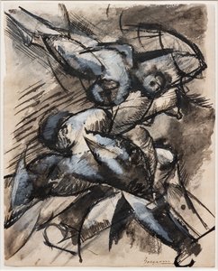 Jag vill lära mänskliga former i rörelse (Dynamisk nedbrytning) av Umberto Boccioni