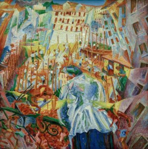 Gatan går in i huset av Umberto Boccioni