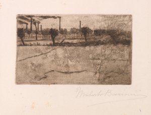 Landskap med industriväxter av Umberto Boccioni