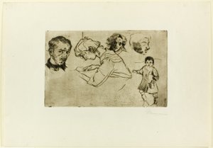 Skisser av fyra huvuden och ett barn av Umberto Boccioni