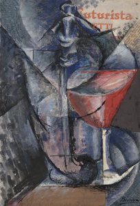 Stilleben: Glas och sifon, ca 1914 (collage, gouache, penna och bläck)