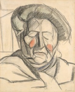 The Artists Mother, 1915 (grafit- och akvarelltvättar på papper) av Umberto Boccioni