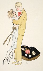 En kärleksfull omfamning (pochoir-tryck) av Umberto Brunelleschi
