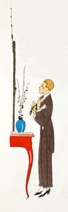 Sista minuten-justeringar innan du går ut (pochoir-tryck) av Umberto Brunelleschi