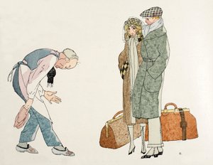 Återvänder hem från smekmånaden (pochoirtryck) av Umberto Brunelleschi