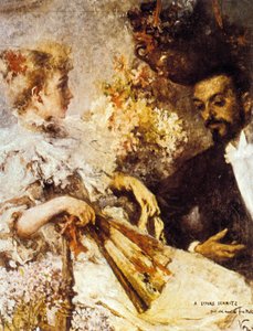 Italo Svevo (1861-1928) med sin syster (huile på duk) av Umberto Veruda