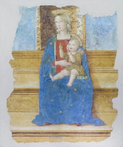 Vårdande madonna, tidigt 1500-tal, Baldo de Sarofini da Perugia  (fresk överförd till trä)
