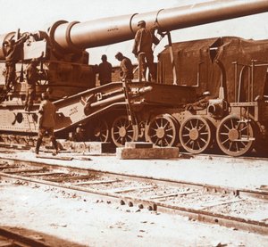 370 järnvägspistol vid namn Louise, Mailly, norra Frankrike, c1914-c1918 av Unbekannt