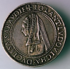 4-Teston. Duchy Savoy, Italien, omvänd: Iolanta Ludovica, hertiginna av Savoyen, 1497-1504 av Unbekannt