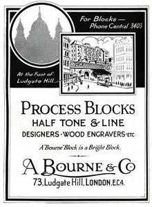 A. Bourne & Co. Annons - Processblock, 1919 av Unbekannt