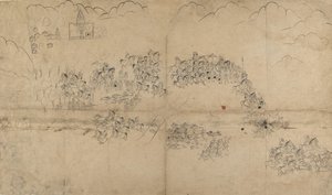 En Maharana och hans följe jaktsvin, tidigt 1700-tal. av Unbekannt