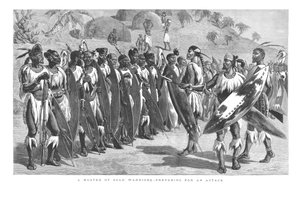 A Muster of Zulu Warriors - Preparing for an Attack., 1879 av Unbekannt