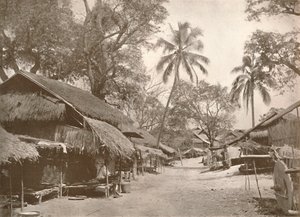 En typisk burmesisk byscen, 1900. av Unbekannt