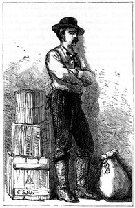 En Wells Fargo-budbärare från deras expressleveranstjänst via Panamanäset, 1875 av Unbekannt