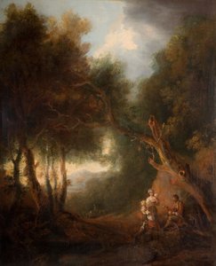 Ett skogslandskap, höstkväll, troligen ca 1800. av Unbekannt